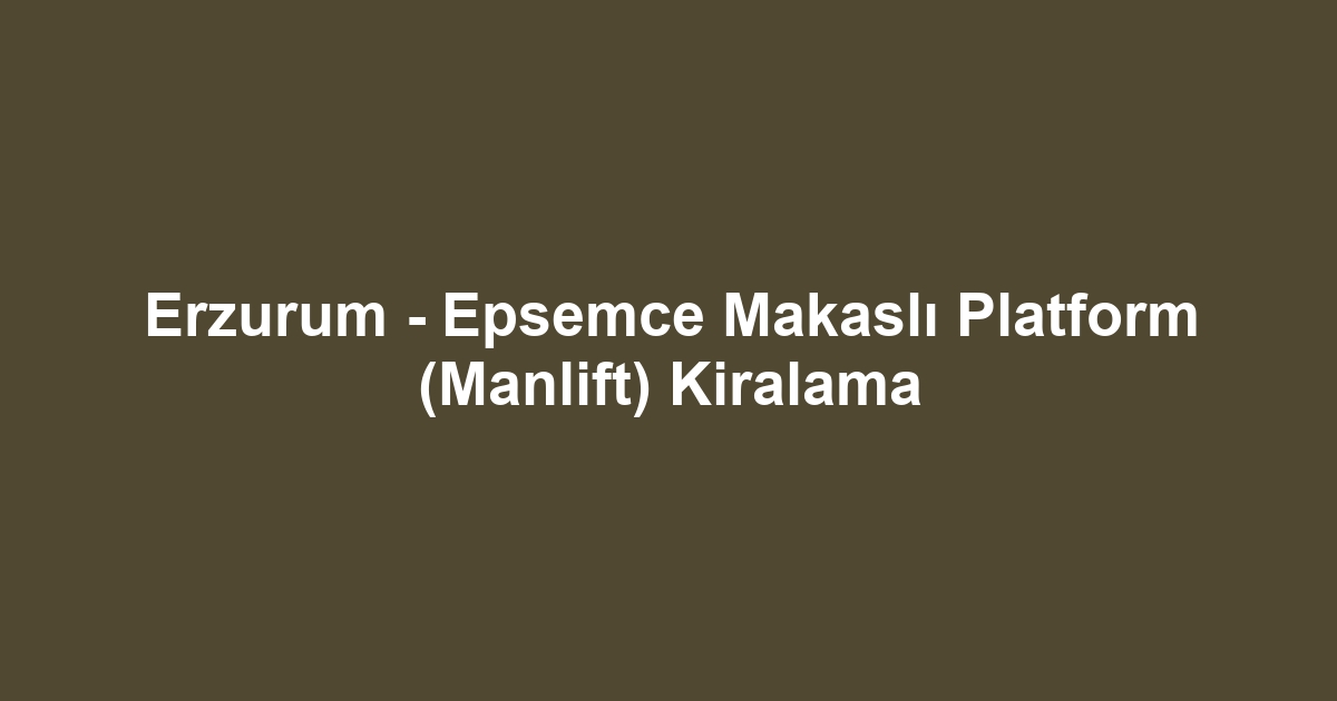 Erzurum - Epsemce Makaslı Platform (Manlift) Kiralama