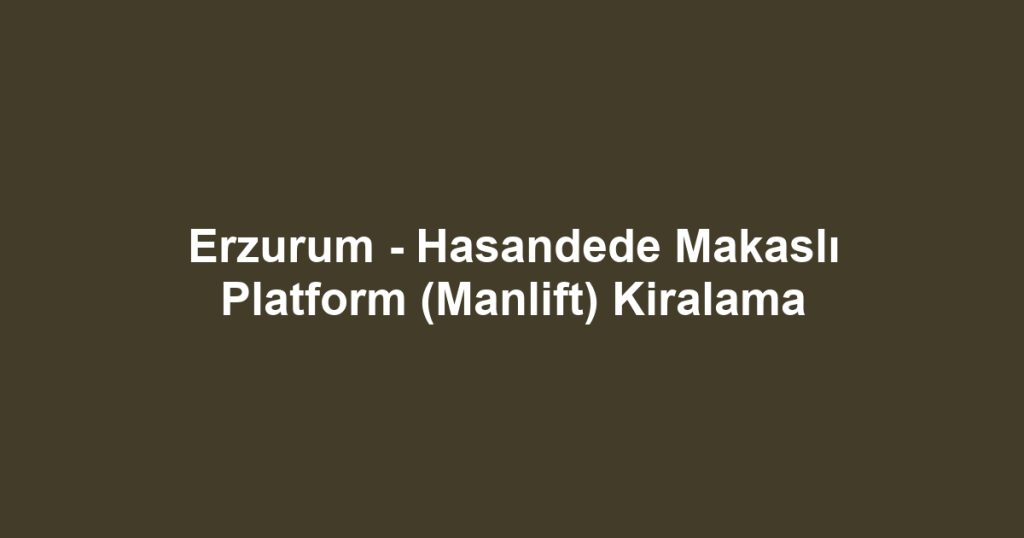 Erzurum - Hasandede Makaslı Platform (Manlift) Kiralama