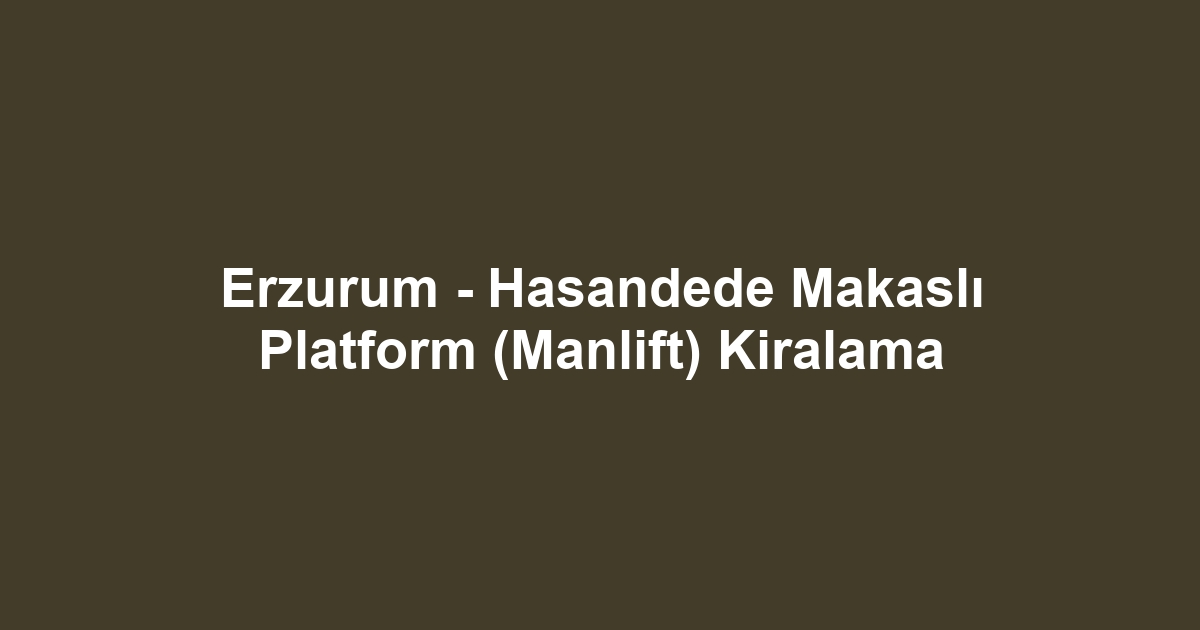 Erzurum - Hasandede Makaslı Platform (Manlift) Kiralama