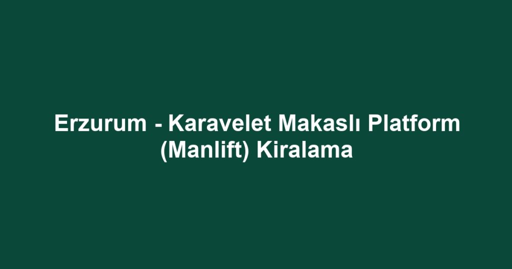 Erzurum - Karavelet Makaslı Platform (Manlift) Kiralama
