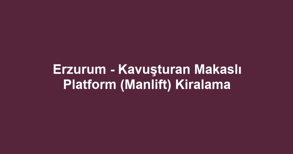 Erzurum - Kavuşturan Makaslı Platform (Manlift) Kiralama