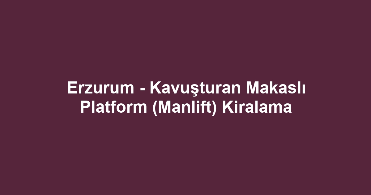 Erzurum - Kavuşturan Makaslı Platform (Manlift) Kiralama