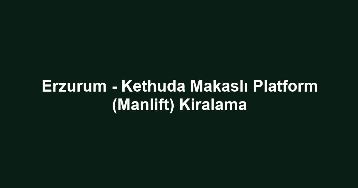 Erzurum - Kethuda Makaslı Platform (Manlift) Kiralama