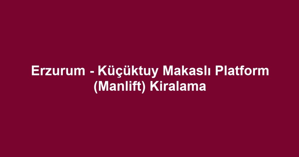 Erzurum - Küçüktuy Makaslı Platform (Manlift) Kiralama