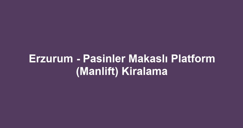 Erzurum - Pasinler Makaslı Platform (Manlift) Kiralama