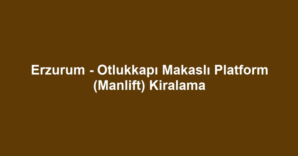 Erzurum - Otlukkapı Makaslı Platform (Manlift) Kiralama