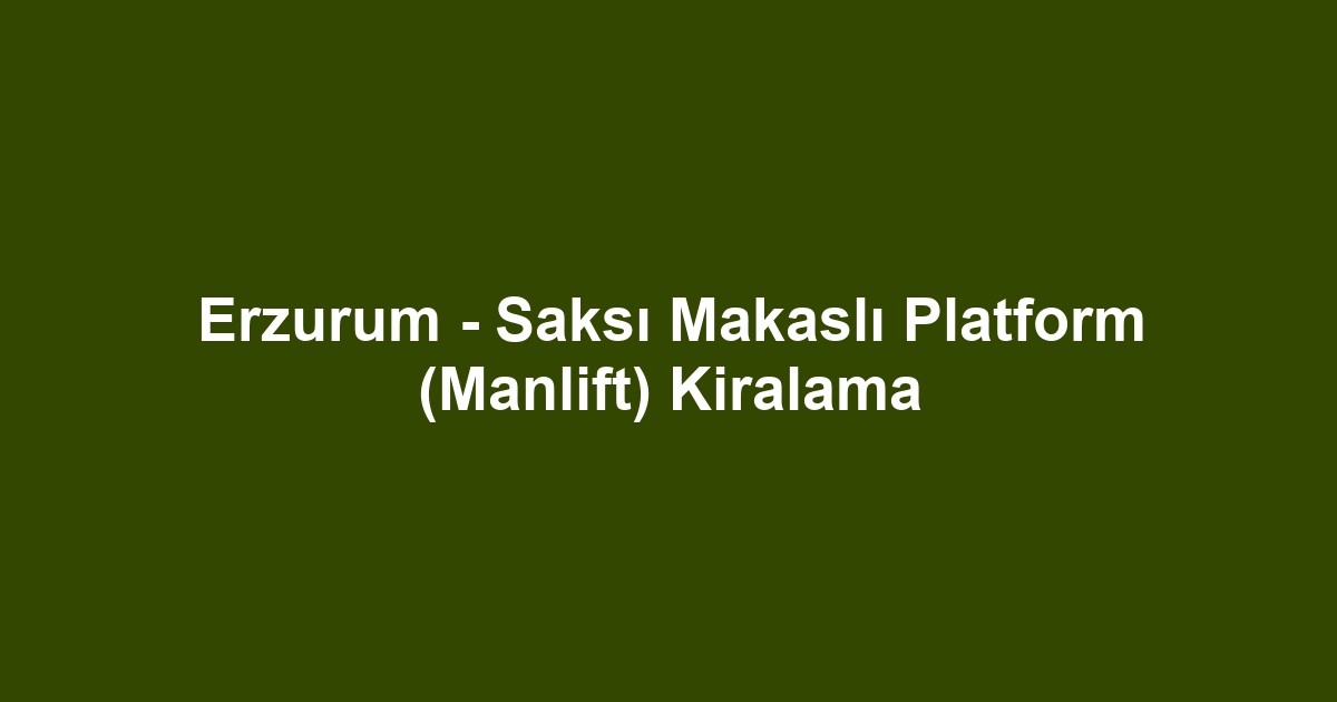 Erzurum - Saksı Makaslı Platform (Manlift) Kiralama