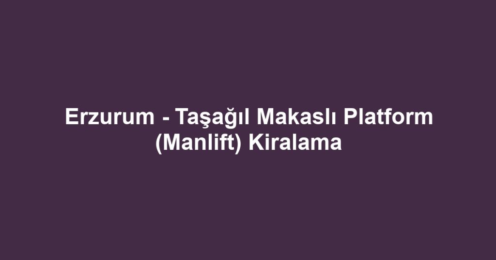 Erzurum - Taşağıl Makaslı Platform (Manlift) Kiralama