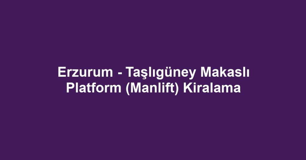 Erzurum - Taşlıgüney Makaslı Platform (Manlift) Kiralama