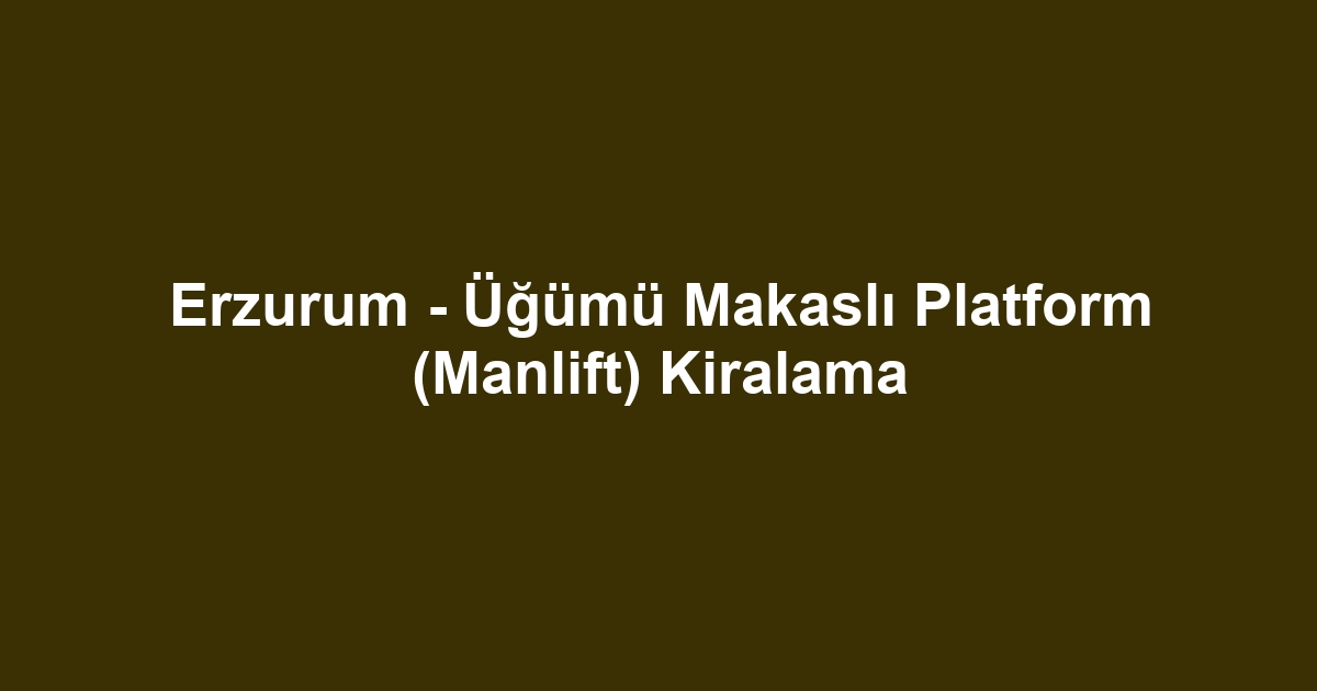 Erzurum - Üğümü Makaslı Platform (Manlift) Kiralama
