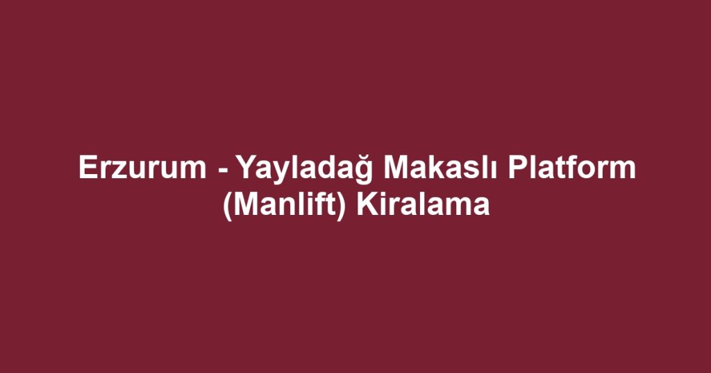 Erzurum - Yayladağ Makaslı Platform (Manlift) Kiralama