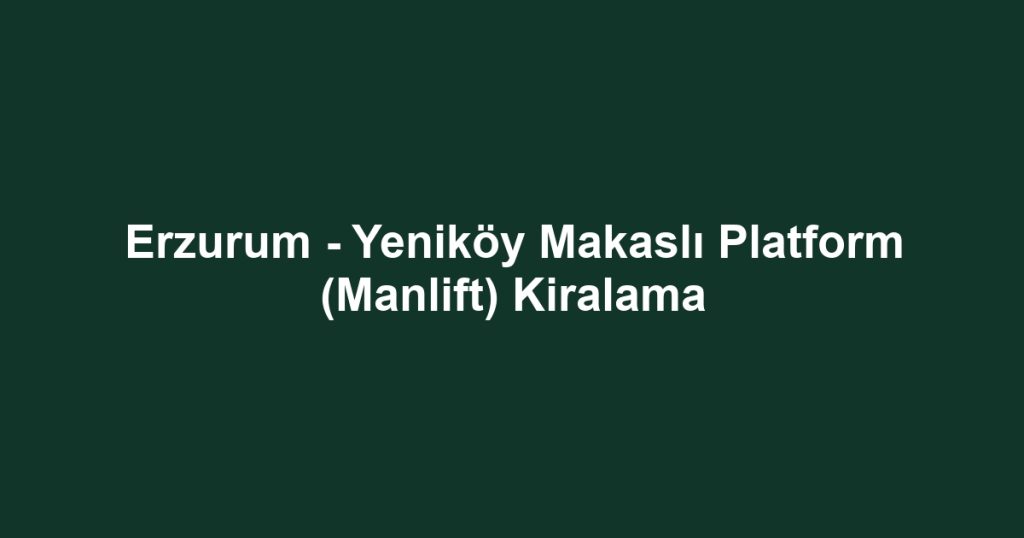 Erzurum - Yeniköy Makaslı Platform (Manlift) Kiralama