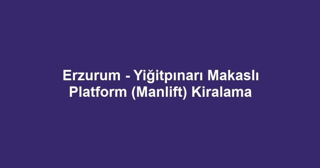 Erzurum - Yiğitpınarı Makaslı Platform (Manlift) Kiralama