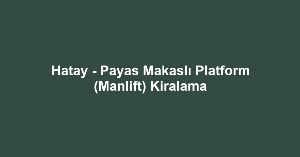 Hatay - Payas Makaslı Platform (Manlift) Kiralama