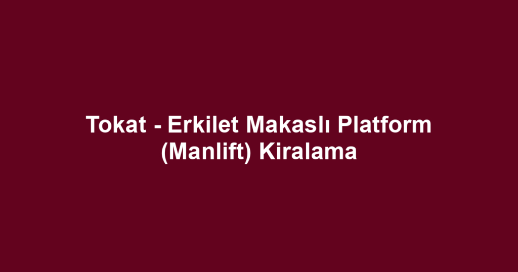 Tokat - Erkilet Makaslı Platform (Manlift) Kiralama