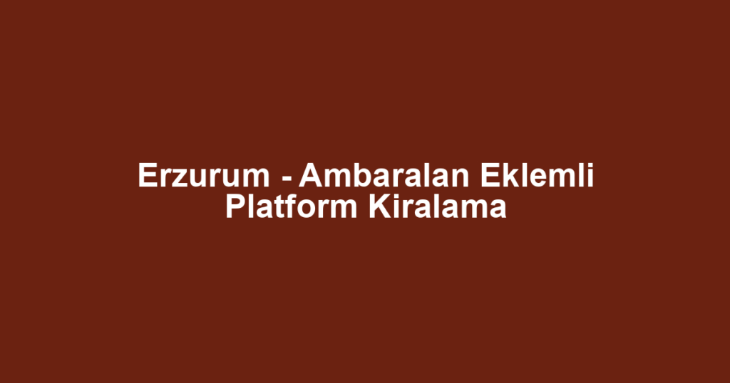 Erzurum - Ambaralan Eklemli Platform Kiralama