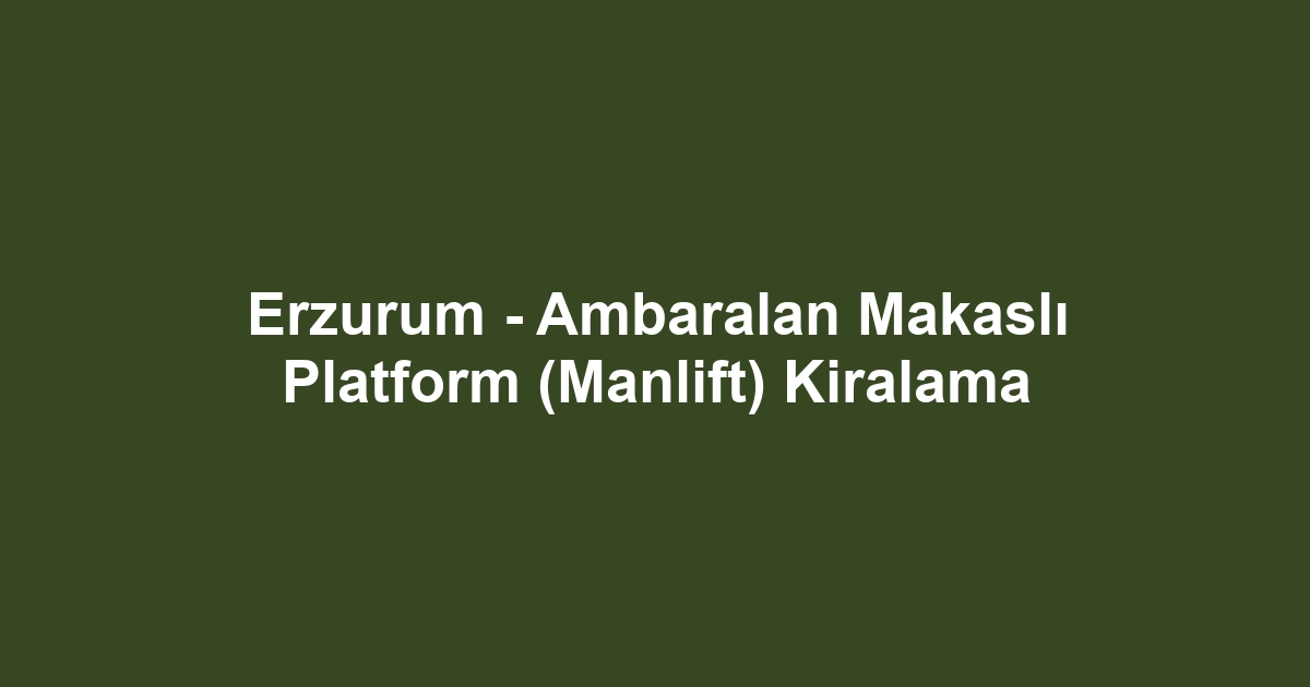 Erzurum - Ambaralan Makaslı Platform (Manlift) Kiralama