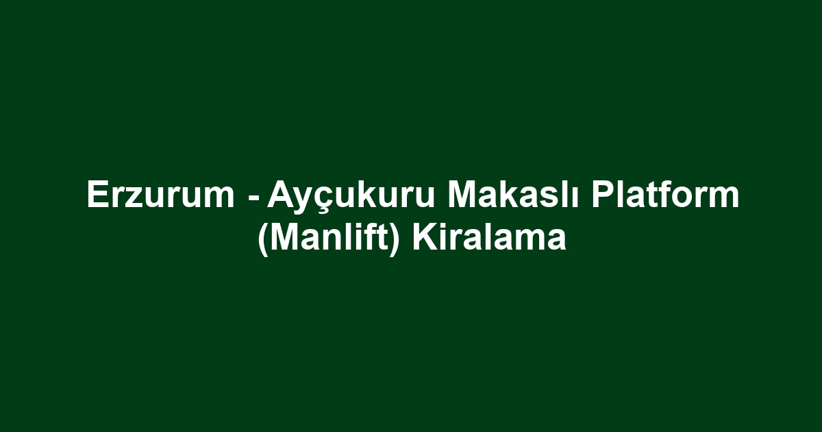 Erzurum - Ayçukuru Makaslı Platform (Manlift) Kiralama