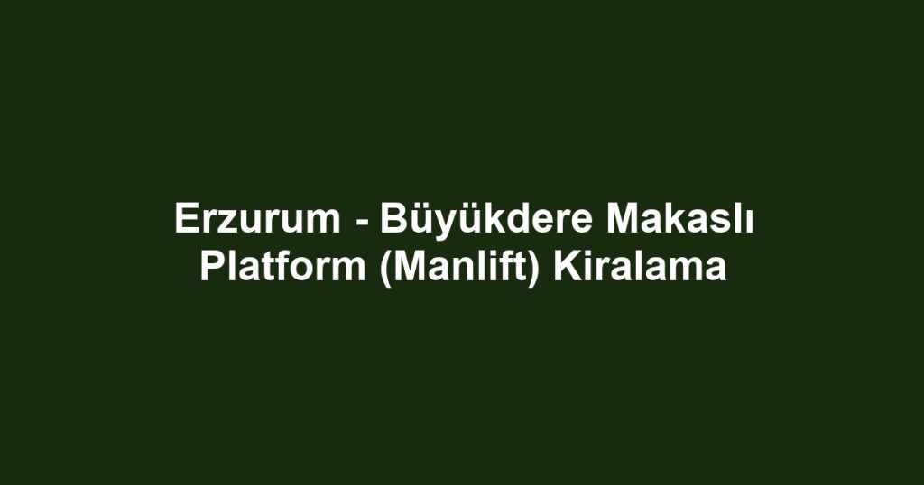 Erzurum - Büyükdere Makaslı Platform (Manlift) Kiralama