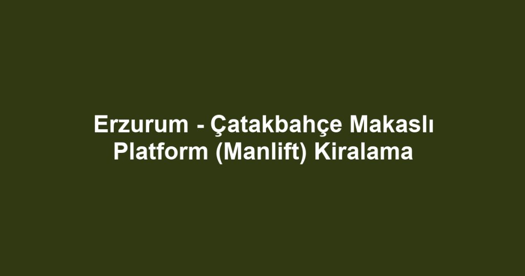 Erzurum - Çatakbahçe Makaslı Platform (Manlift) Kiralama