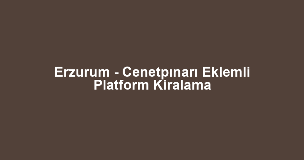 Erzurum - Cenetpınarı Eklemli Platform Kiralama