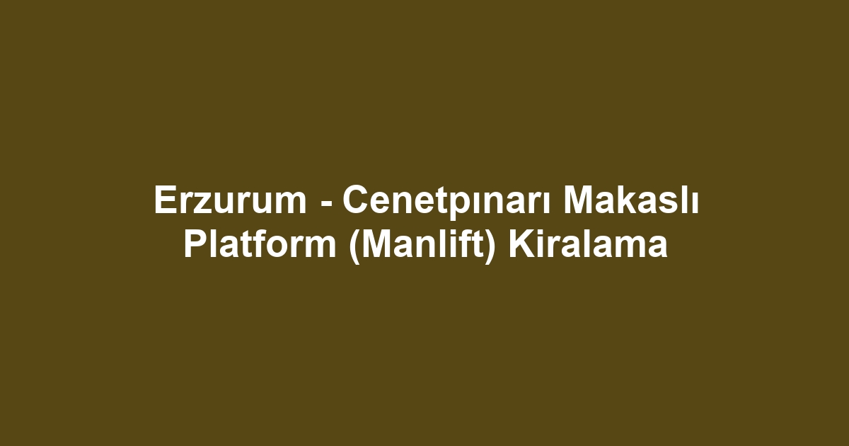 Erzurum - Cenetpınarı Makaslı Platform (Manlift) Kiralama