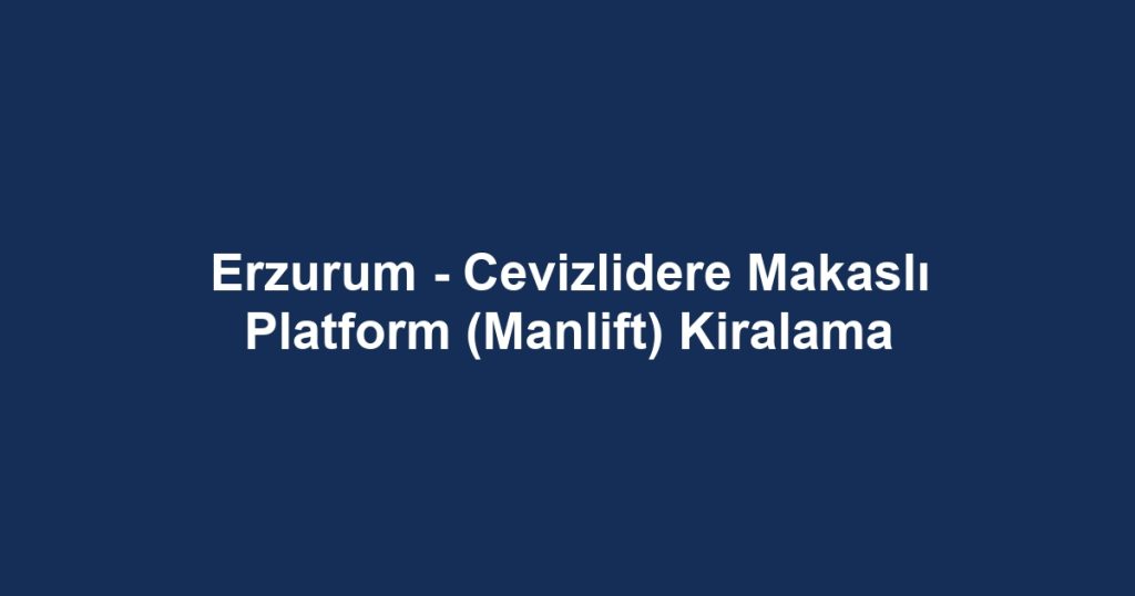 Erzurum - Cevizlidere Makaslı Platform (Manlift) Kiralama