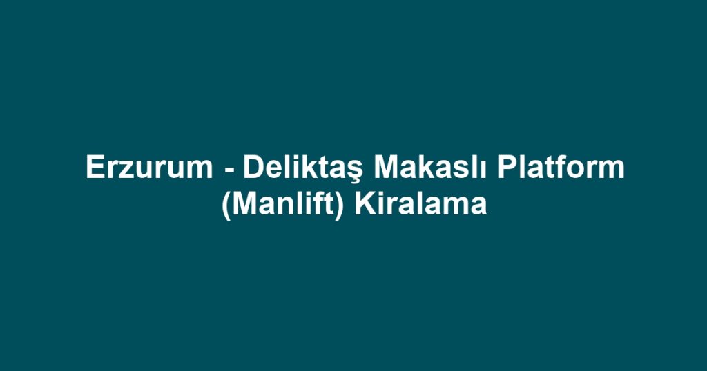 Erzurum - Deliktaş Makaslı Platform (Manlift) Kiralama