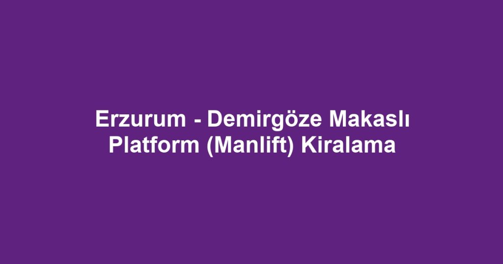 Erzurum - Demirgöze Makaslı Platform (Manlift) Kiralama