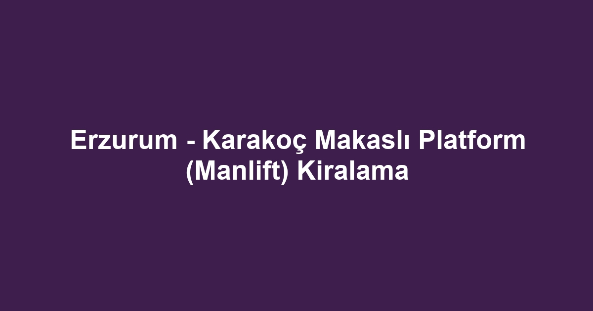 Erzurum - Karakoç Makaslı Platform (Manlift) Kiralama
