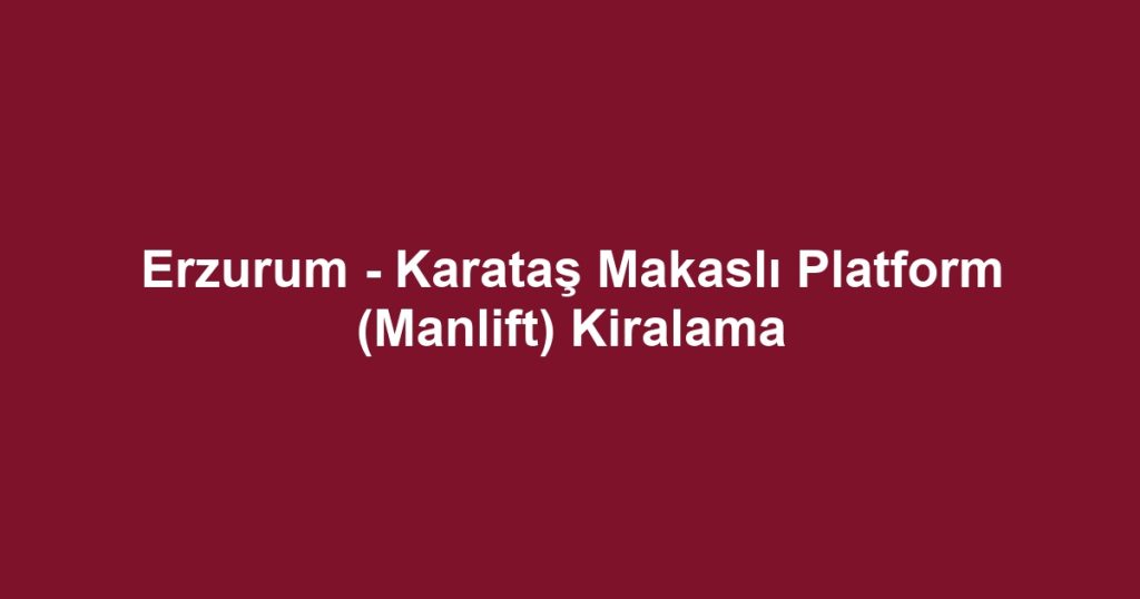 Erzurum - Karataş Makaslı Platform (Manlift) Kiralama