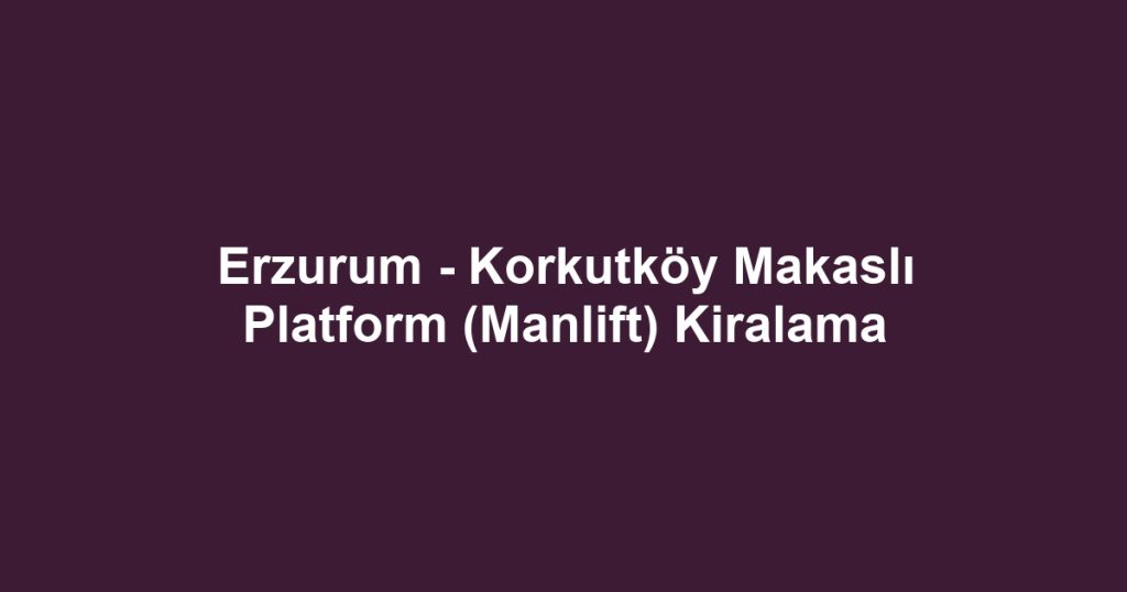 Erzurum - Korkutköy Makaslı Platform (Manlift) Kiralama
