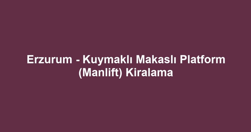 Erzurum - Kuymaklı Makaslı Platform (Manlift) Kiralama