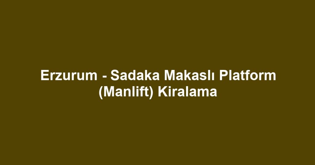 Erzurum - Sadaka Makaslı Platform (Manlift) Kiralama