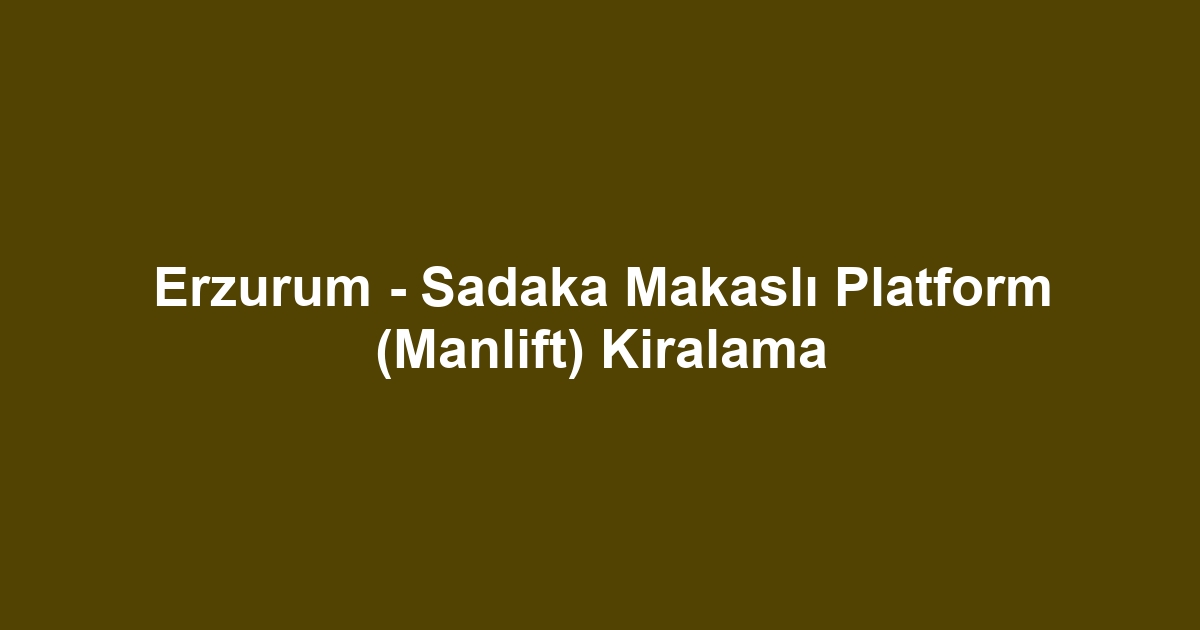 Erzurum - Sadaka Makaslı Platform (Manlift) Kiralama