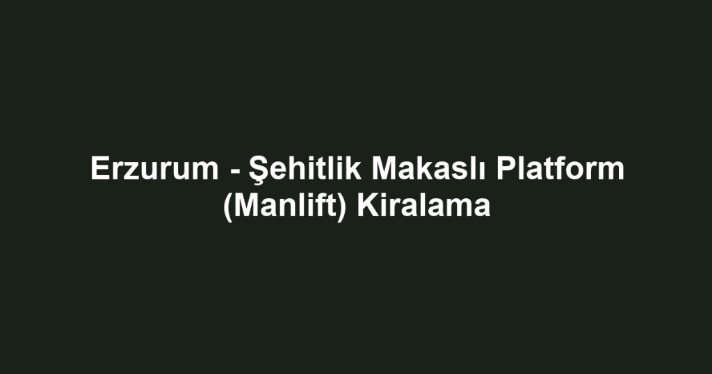 Erzurum - Şehitlik Makaslı Platform (Manlift) Kiralama