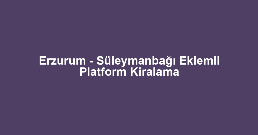Erzurum - Süleymanbağı Eklemli Platform Kiralama