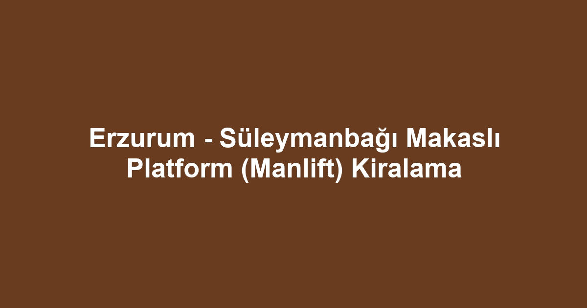 Erzurum - Süleymanbağı Makaslı Platform (Manlift) Kiralama