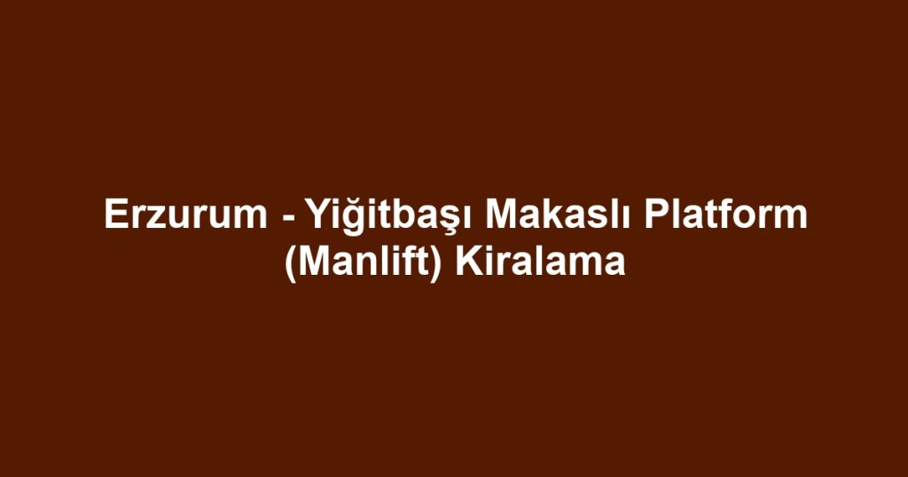Erzurum - Yiğitbaşı Makaslı Platform (Manlift) Kiralama