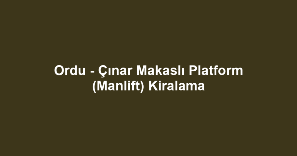 Ordu - Çınar Makaslı Platform (Manlift) Kiralama