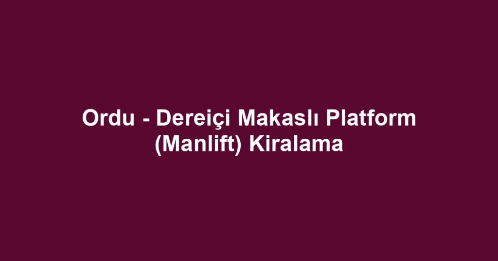 Ordu - Dereiçi Makaslı Platform (Manlift) Kiralama