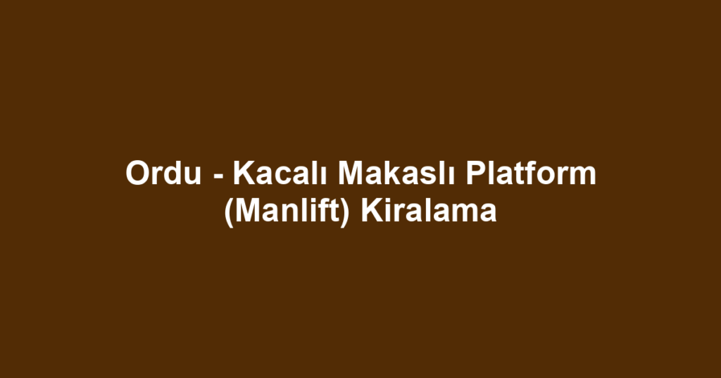 Ordu - Kacalı Makaslı Platform (Manlift) Kiralama