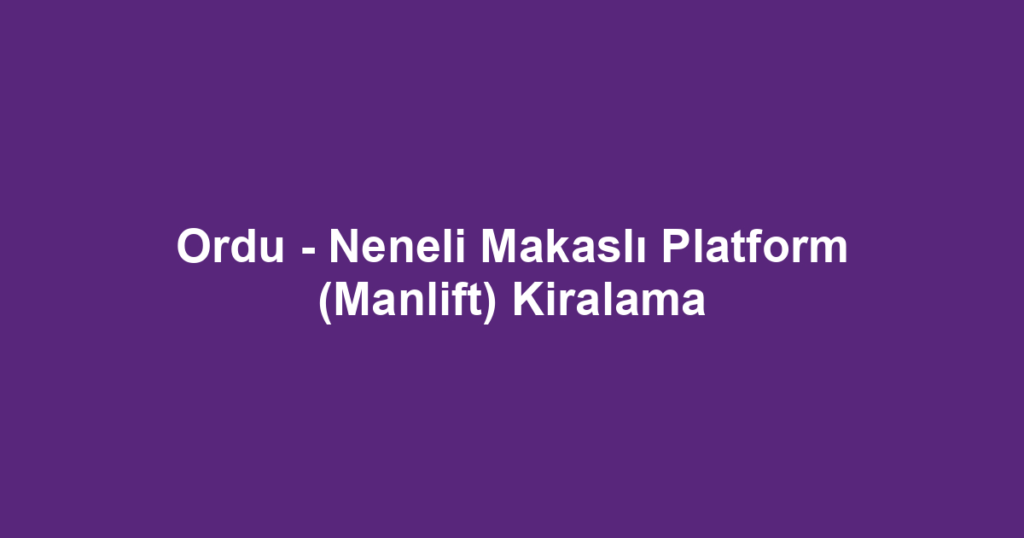 Ordu - Neneli Makaslı Platform (Manlift) Kiralama