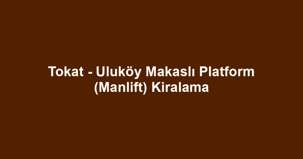 Tokat - Uluköy Makaslı Platform (Manlift) Kiralama