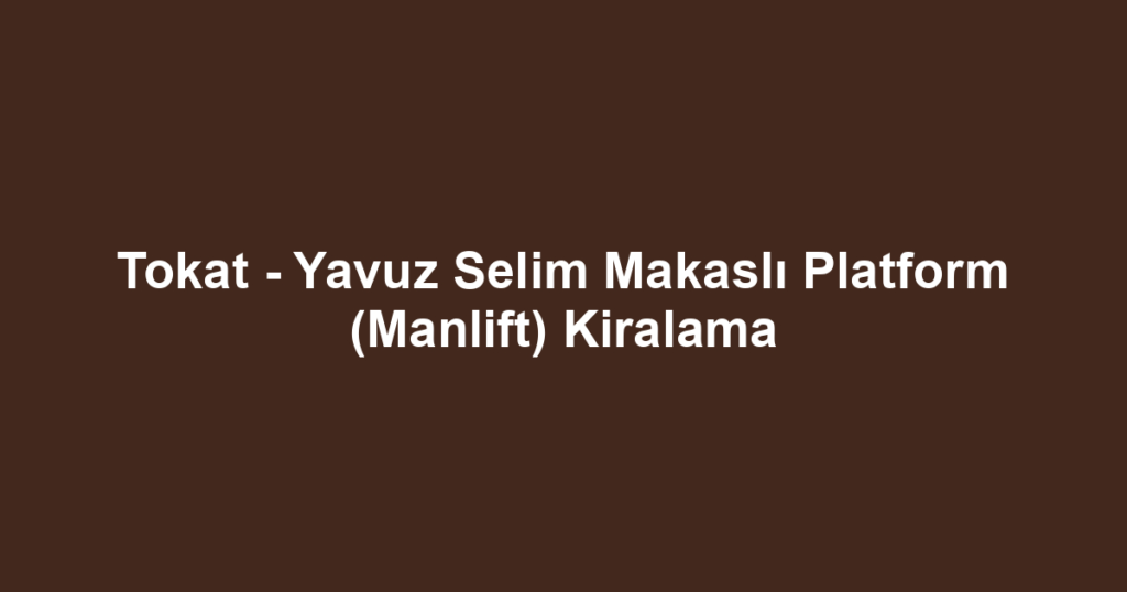 Tokat - Yavuz Selim Makaslı Platform (Manlift) Kiralama