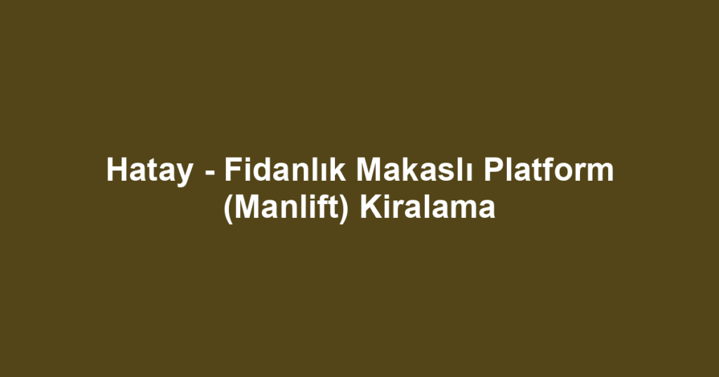Hatay - Fidanlık Makaslı Platform (Manlift) Kiralama