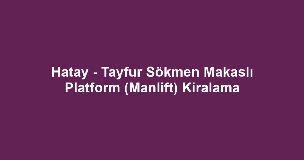 Hatay - Tayfur Sökmen Makaslı Platform (Manlift) Kiralama