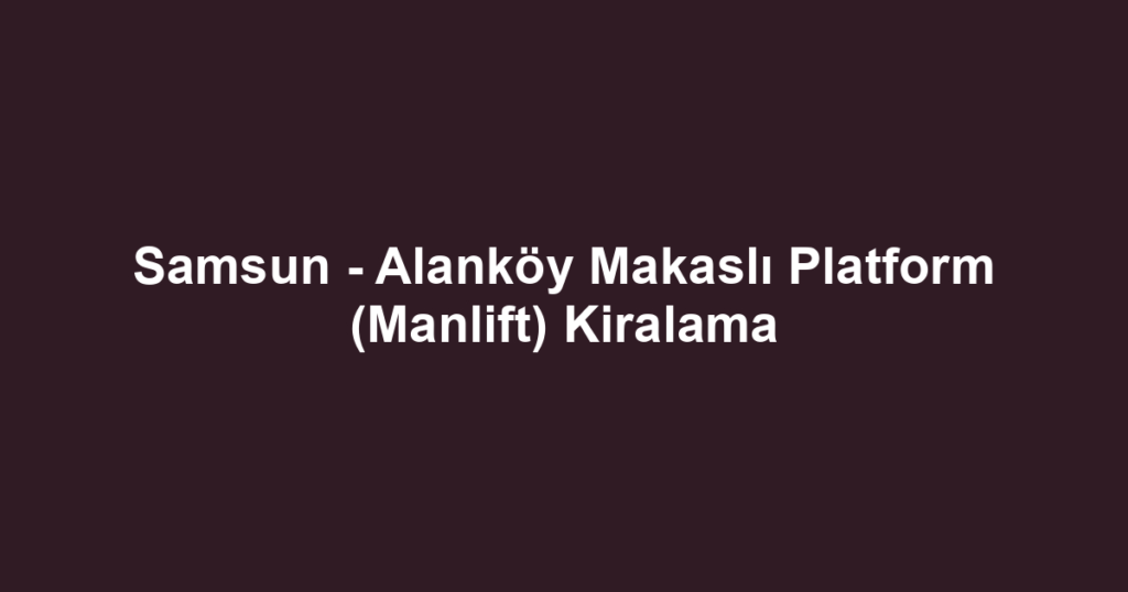 Samsun - Alanköy Makaslı Platform (Manlift) Kiralama