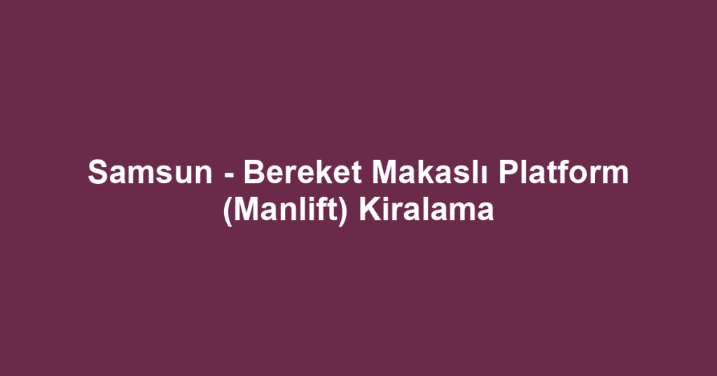 Samsun - Bereket Makaslı Platform (Manlift) Kiralama