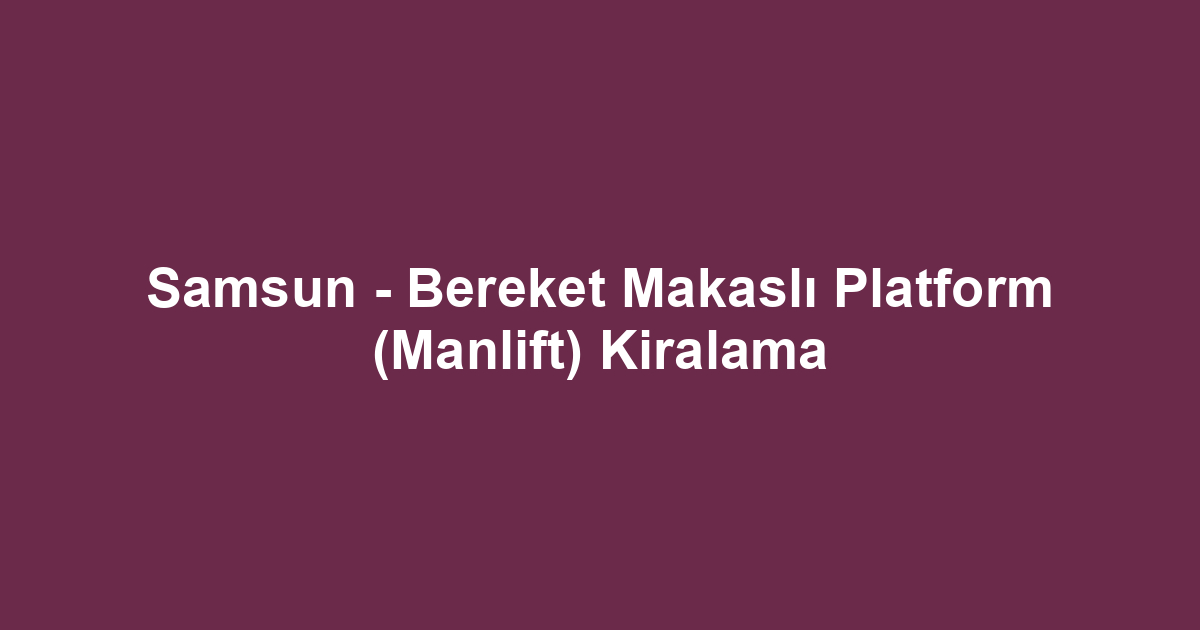 Samsun - Bereket Makaslı Platform (Manlift) Kiralama